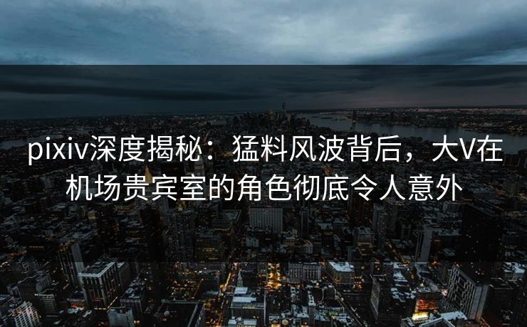 pixiv深度揭秘：猛料风波背后，大V在机场贵宾室的角色彻底令人意外