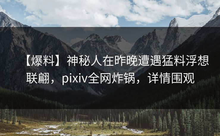 【爆料】神秘人在昨晚遭遇猛料浮想联翩，pixiv全网炸锅，详情围观