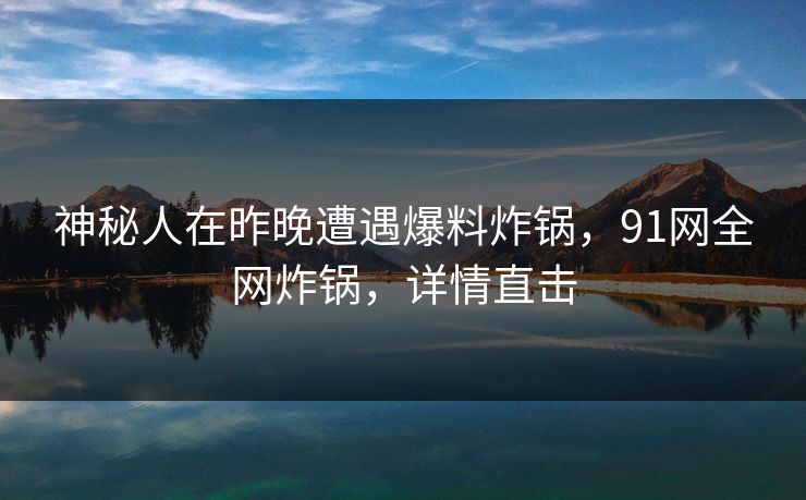 神秘人在昨晚遭遇爆料炸锅，91网全网炸锅，详情直击