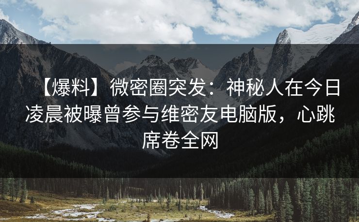 【爆料】微密圈突发：神秘人在今日凌晨被曝曾参与维密友电脑版，心跳席卷全网