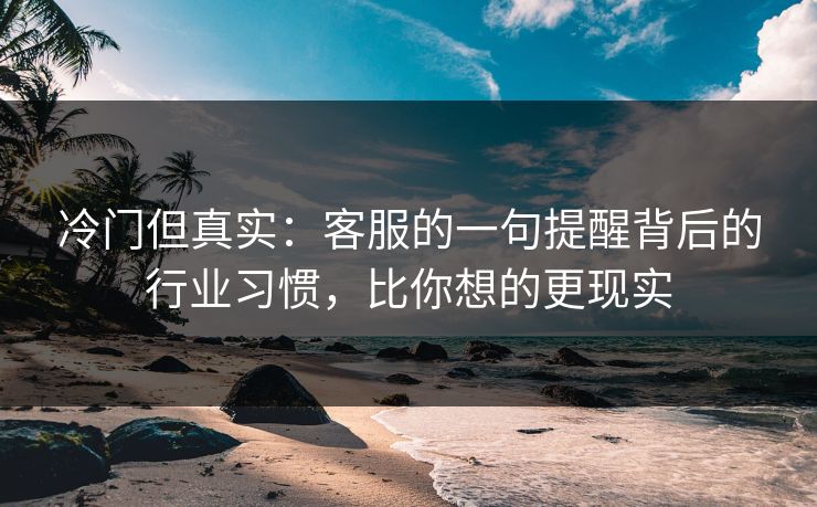 冷门但真实：客服的一句提醒背后的行业习惯，比你想的更现实