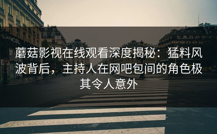 蘑菇影视在线观看深度揭秘：猛料风波背后，主持人在网吧包间的角色极其令人意外